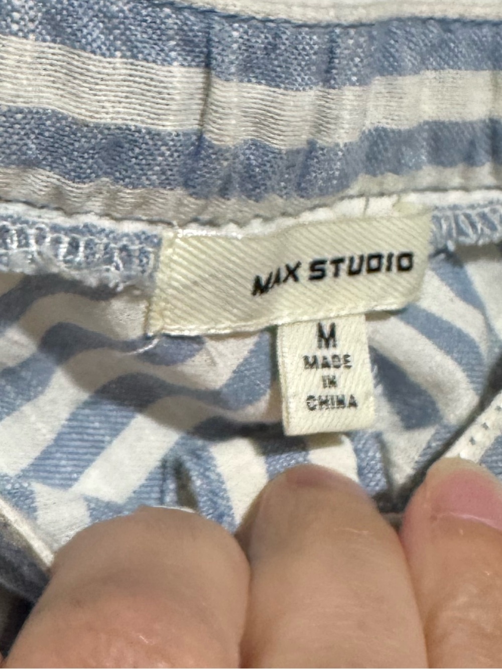 Max Studio Striped Midi Skirt Size Medium Blue White Coastal Old Money Esott - Picture 3 of 5